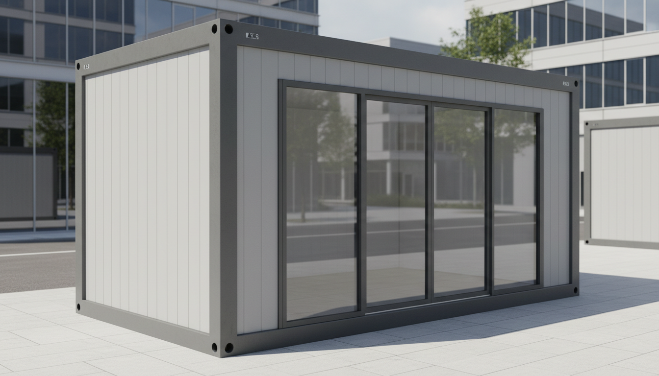 EX-WORK Bürocontainer Außenansicht Wüstensand