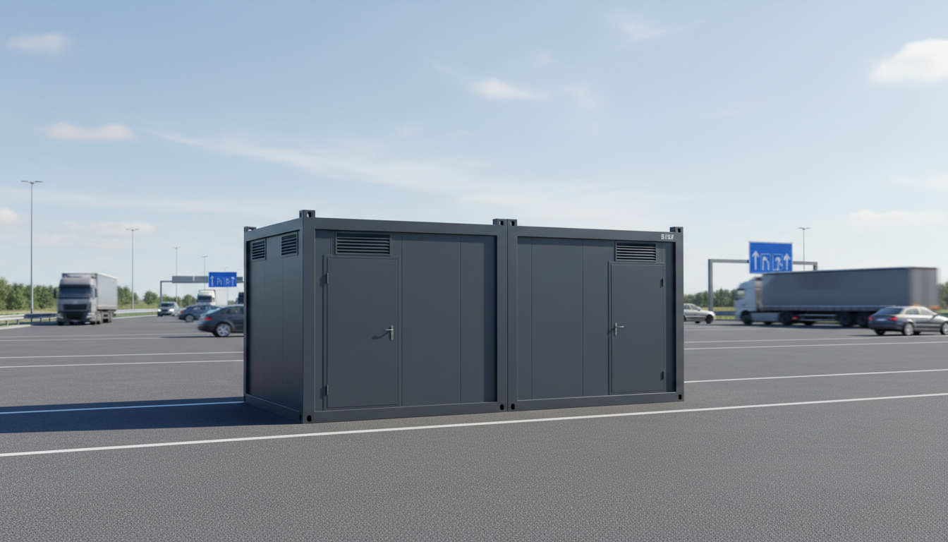 EX-SANITARY Container auf Parkplatzanlage