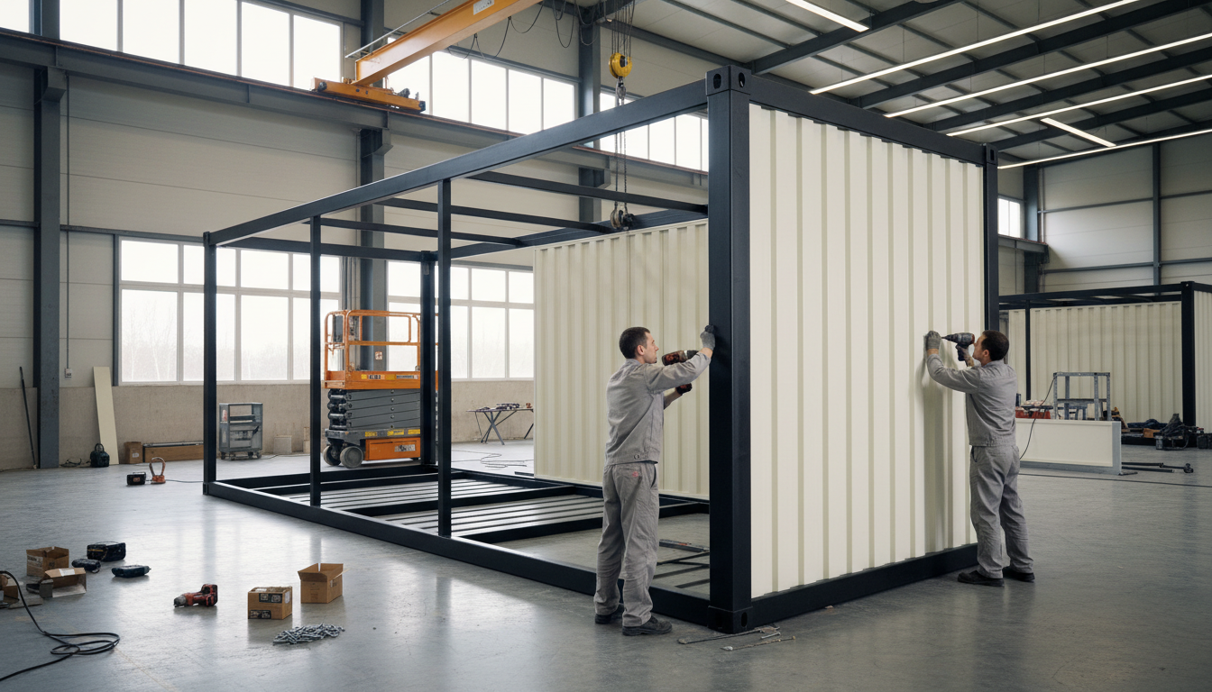 Einbau von Türen und Fensteranlagen in Container